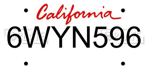 6WYN596 California License Plate