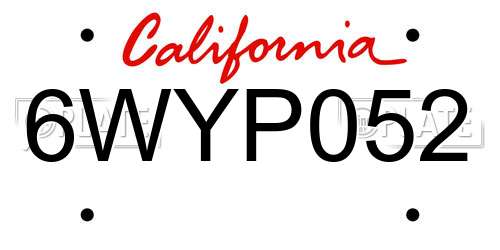 6WYP052 California License Plate