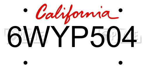 6WYP504 California License Plate