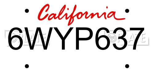 6WYP637 California License Plate