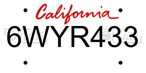6WYR433 California License Plate
