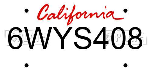 6WYS408 California License Plate