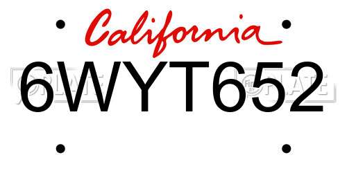 6WYT652 California License Plate