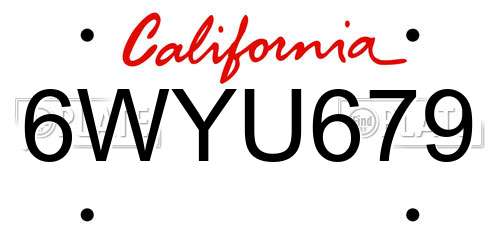 6WYU679 California License Plate