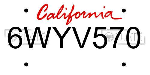 6WYV570 California License Plate