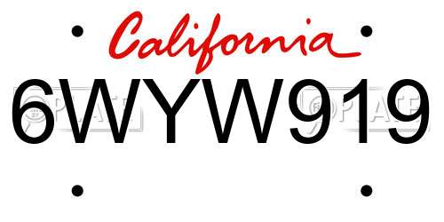 6WYW919 California License Plate