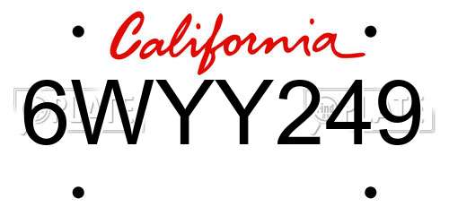 6WYY249 California License Plate