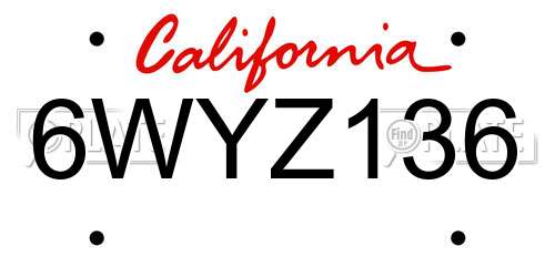 6WYZ136 California License Plate