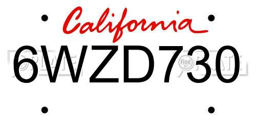 6WZD730 California License Plate