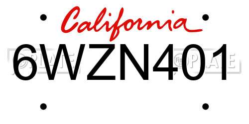 6WZN401 California License Plate