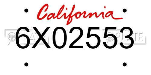 6X02553 California License Plate