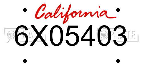 6X05403 California License Plate