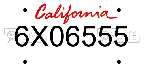 6X06555 California License Plate