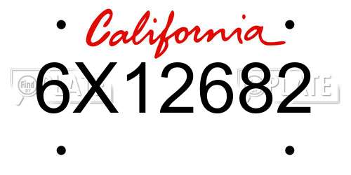 6X12682 California License Plate