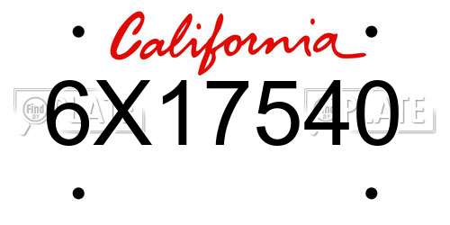 6X17540 California License Plate