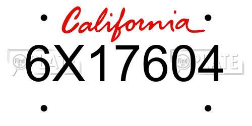 6X17604 California License Plate