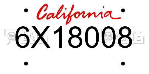 6X18008 California License Plate