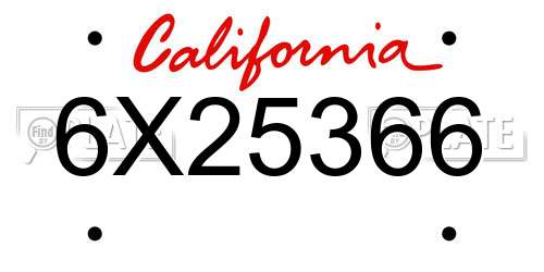 6X25366 California License Plate
