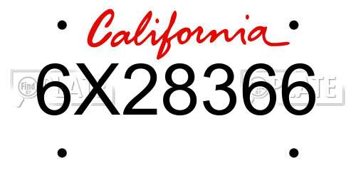 6X28366 California License Plate