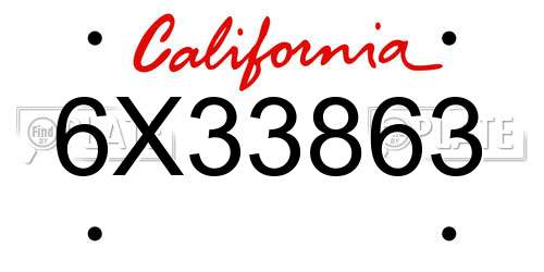 6X33863 California License Plate