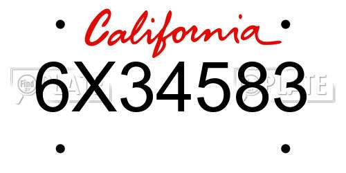 6X34583 California License Plate