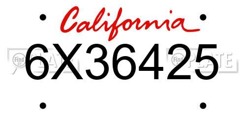 6X36425 California License Plate