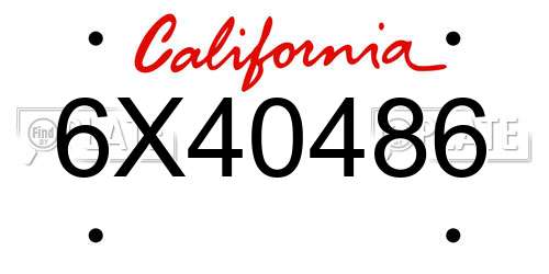 6X40486 California License Plate