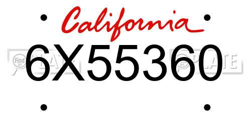 6X55360 California License Plate