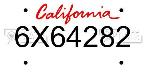 6X64282 California License Plate