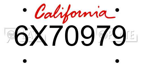 6X70979 California License Plate