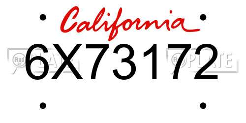 6X73172 California License Plate