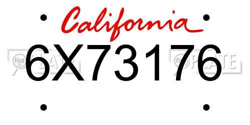 6X73176 California License Plate