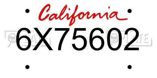 6X75602 California License Plate