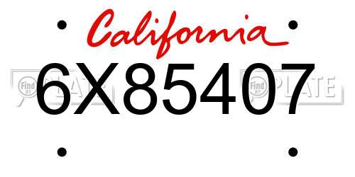6X85407 California License Plate