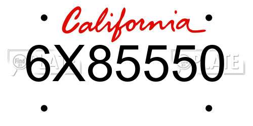 6X85550 California License Plate