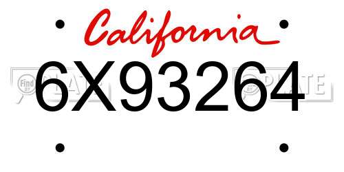 6X93264 California License Plate