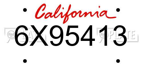 6X95413 California License Plate