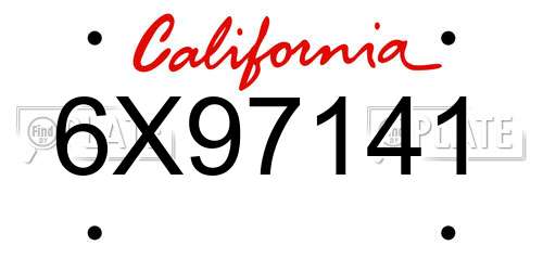 6X97141 California License Plate