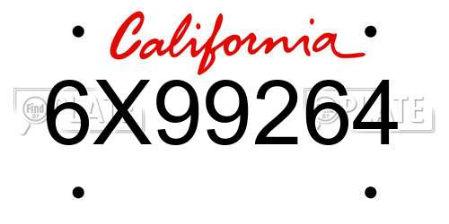 6X99264 California License Plate