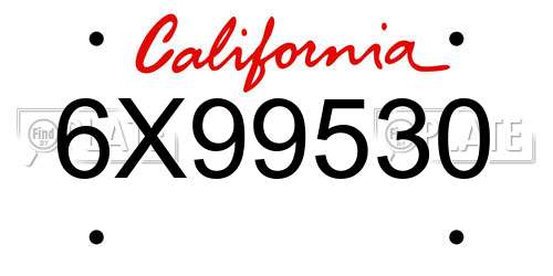 6X99530 California License Plate
