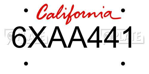 6XAA441 California License Plate
