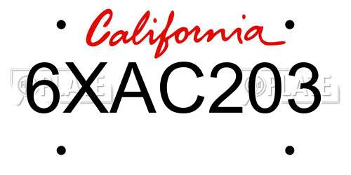 6XAC203 California License Plate