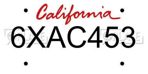 6XAC453 California License Plate