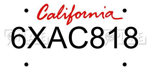 6XAC818 California License Plate