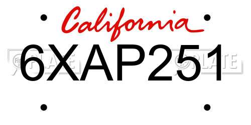 6XAP251 California License Plate