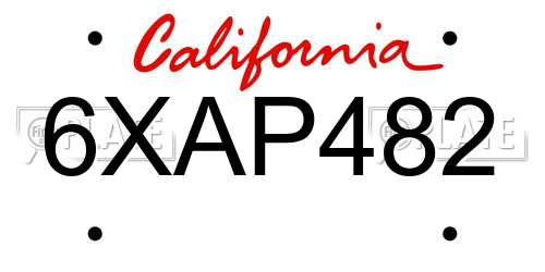 6XAP482 California License Plate