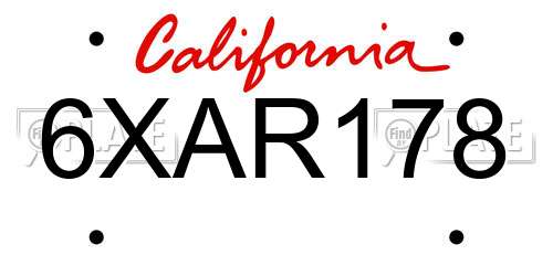 6XAR178 California License Plate