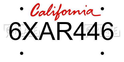 6XAR446 California License Plate