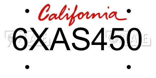6XAS450 California License Plate