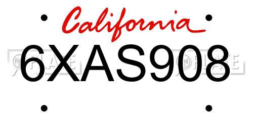 6XAS908 California License Plate